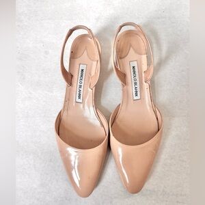 Manolo Blahnik Blush Patent Slingback Pumps